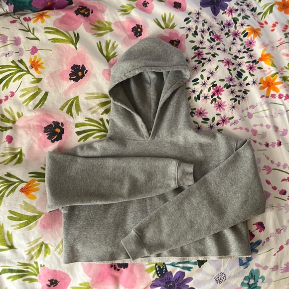 UO Out From Under Cropped Hoodie, Light Heather Grey - Picture 1 of 3